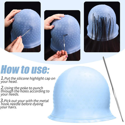 HD01B,blue silicone hair dye cap